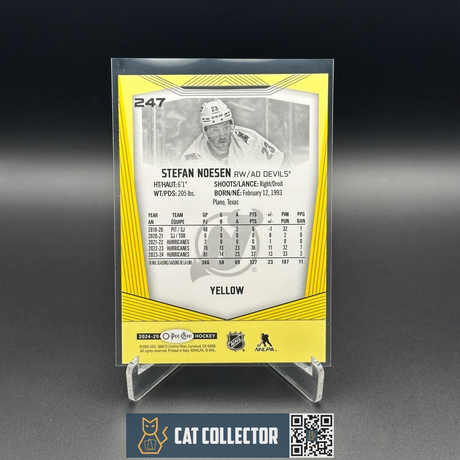2024-25 O-Pee-Chee STEFAN NOESEN #247 Yellow border - Carolina Hurricanes