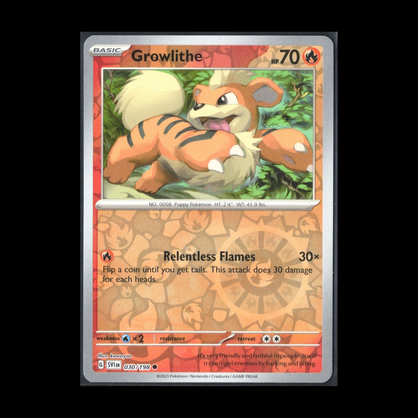 2024 Pokemon TCG Scarlet & Violet GROWLITHE #30/198 Reverse Holo