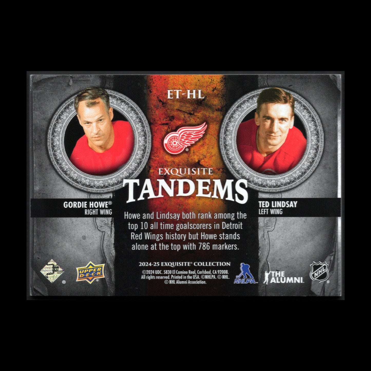 2024-25 UD Exquisite GORDIE HOWE/TED LINDSAY #ET-HL Tandems Silver Spectrum /25