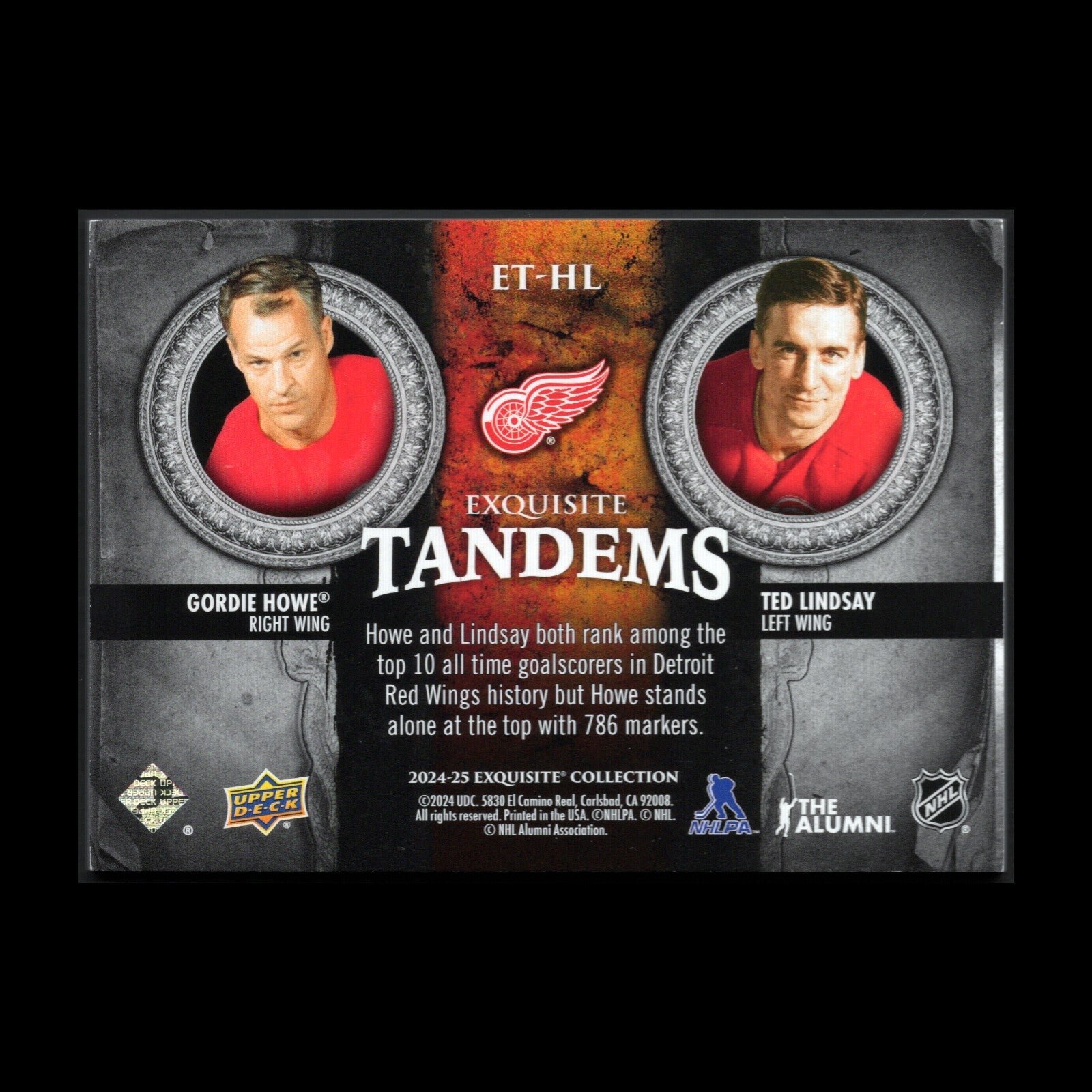 2024-25 UD Exquisite GORDIE HOWE/TED LINDSAY #ET-HL Tandems Silver Spectrum /25