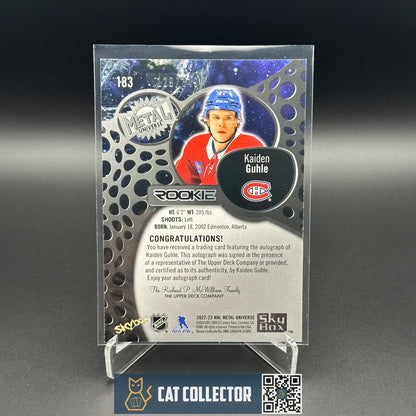 2022-23 SkyBox Metal Universe KAIDEN GUHLE #183 Rookie RC /349 Auto