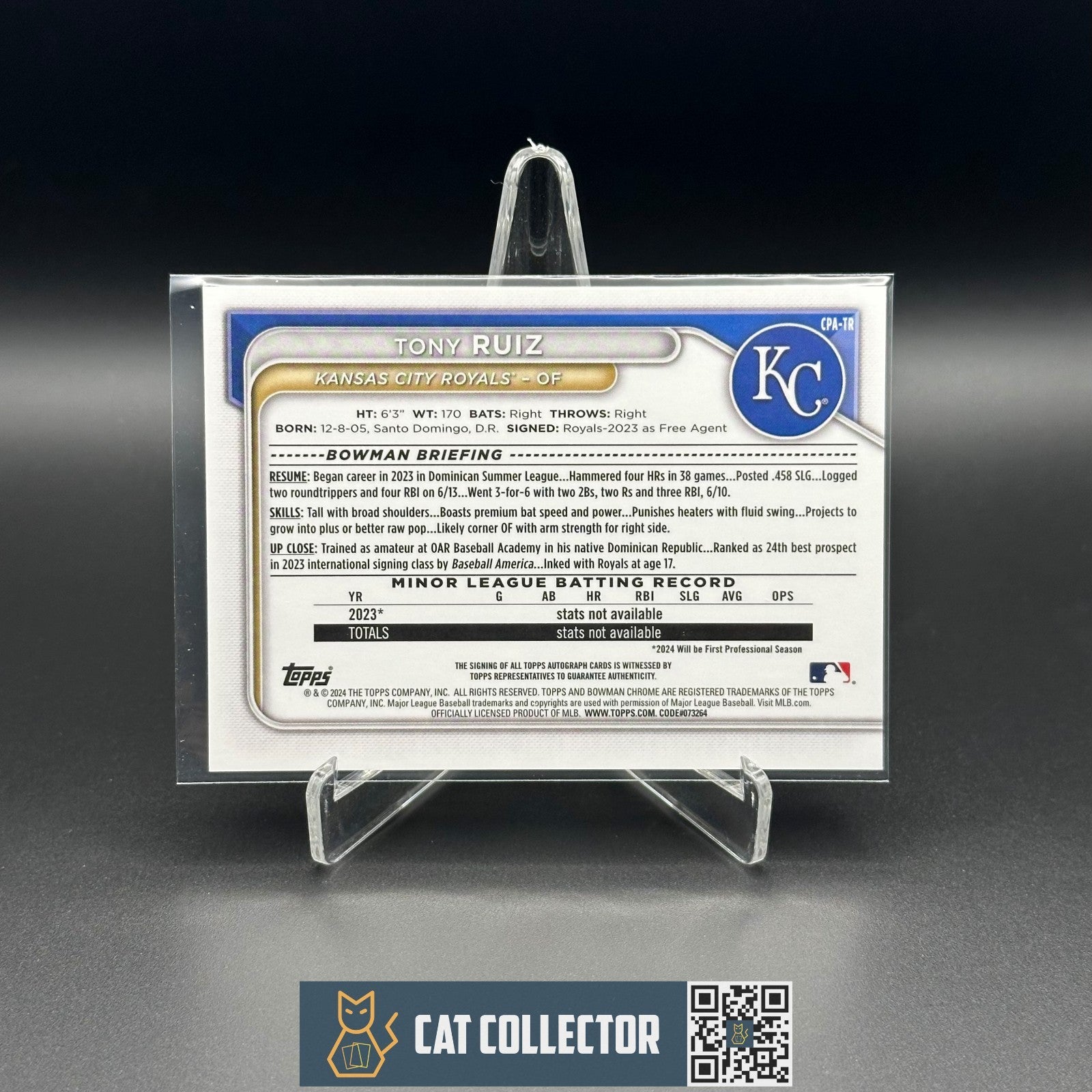 2024 Bowman Chrome TONY RUIZ #CPA-TR Yellow Refractor Auto 58/75