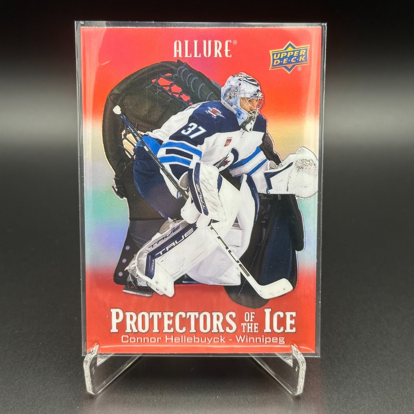 2024-25 UD Allure CONNOR HELLEBUYCK #PI-12 Protectors of the Ice Red
