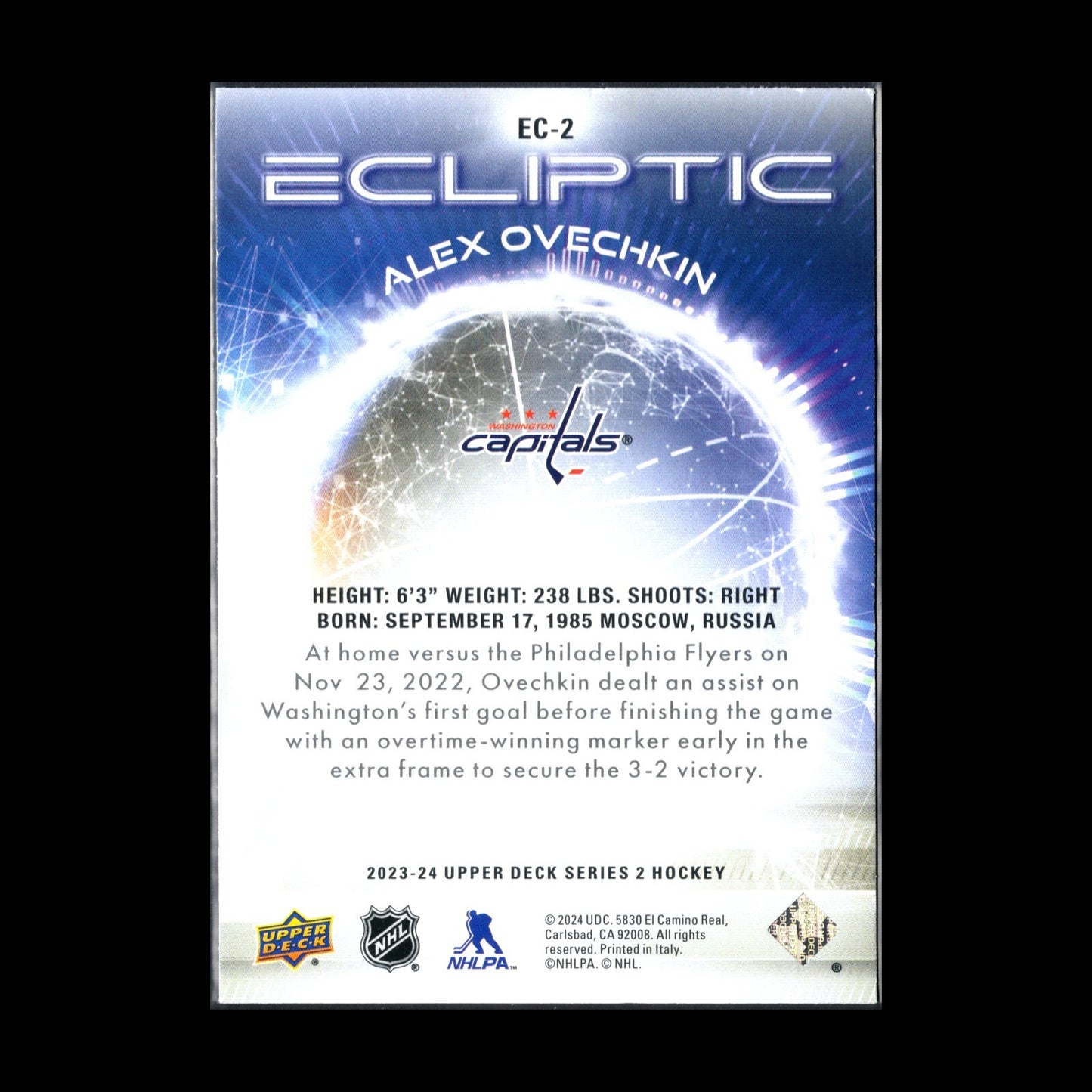 2023-24 UD Series 2 ALEX OVECHKIN #EC-2 Ecliptic - Washington Capitals