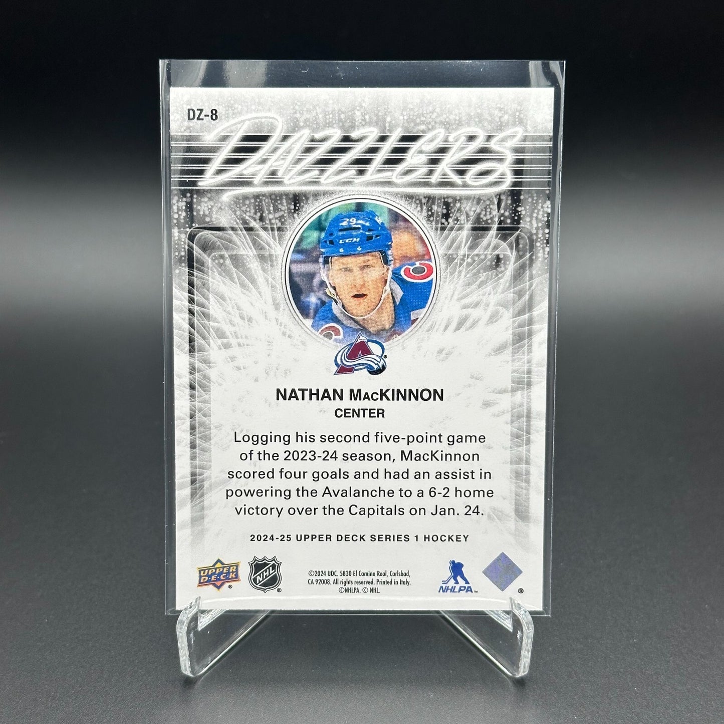 2024-25 UD Series 1 NATHAN MACKINNON #DZ-8 Dazzlers Blue - Colorado Avalanche