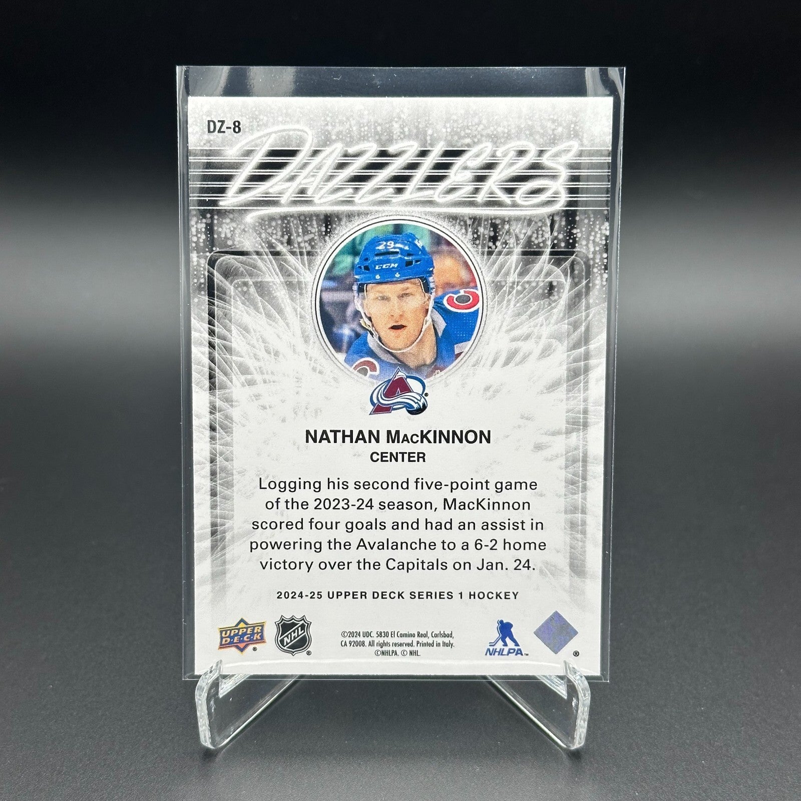 2024-25 UD Series 1 NATHAN MACKINNON #DZ-8 Dazzlers Blue - Colorado Avalanche