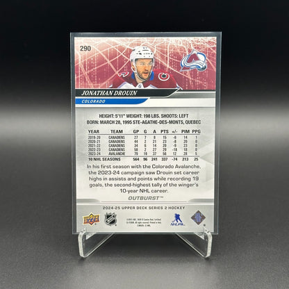 2024-25 UD Series 2 JONATHAN DROUIN #290 Outburst - Colorado Avalanche