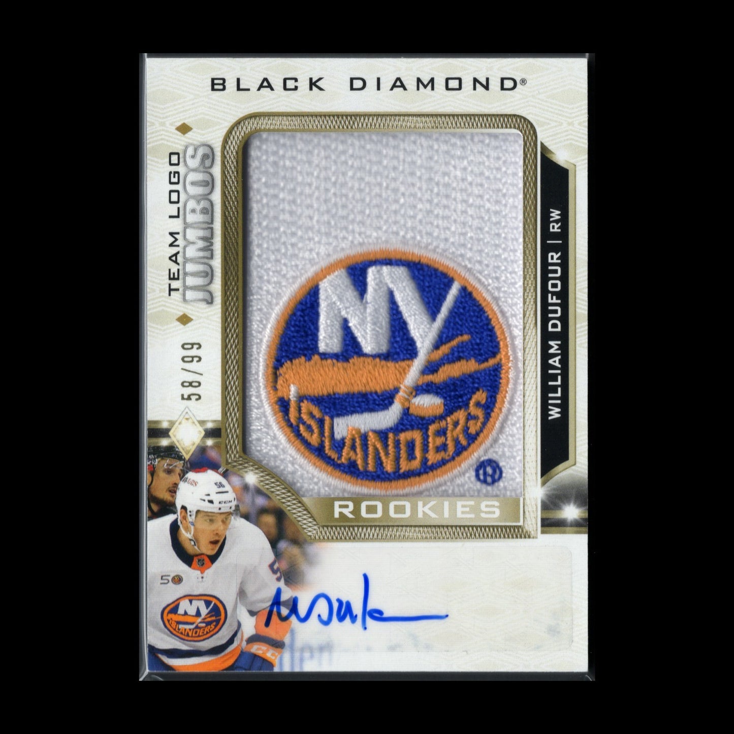 2023-24 UD Black Diamond WILLIAM DUFOUR #RTL-WD Team Logo Jumbo RC /99 Auto