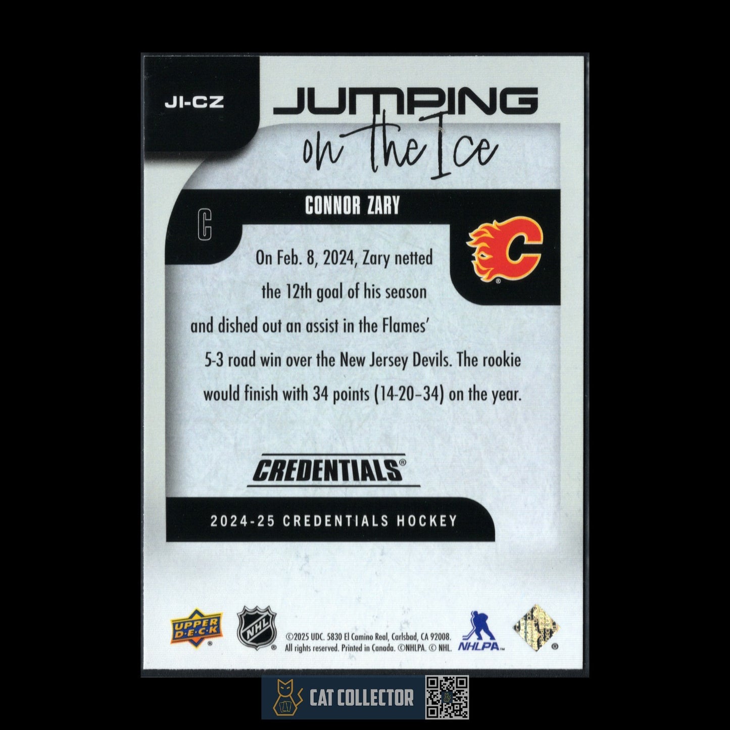 2024-25 UD Credentials CONNOR ZARY #JI-CZ Jumping on the ice