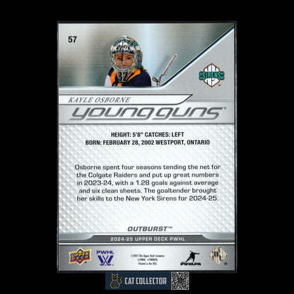 2024-25 UD PWHL KAYLE OSBORNE #57 Young Guns Outburst Rookie - New York Sirens