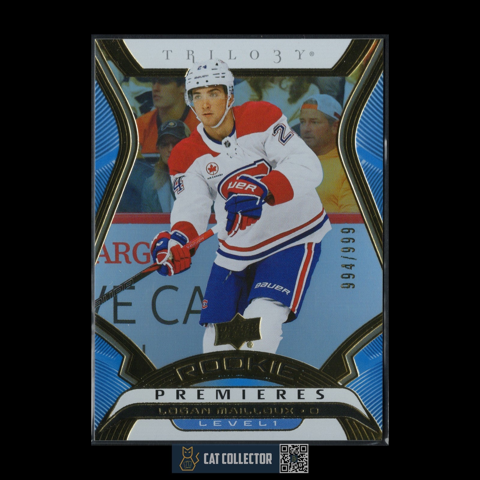 2024-25 UD Extended series LOGAN MAILLOUX #T-5 Trilogy Rookie premieres Level 1