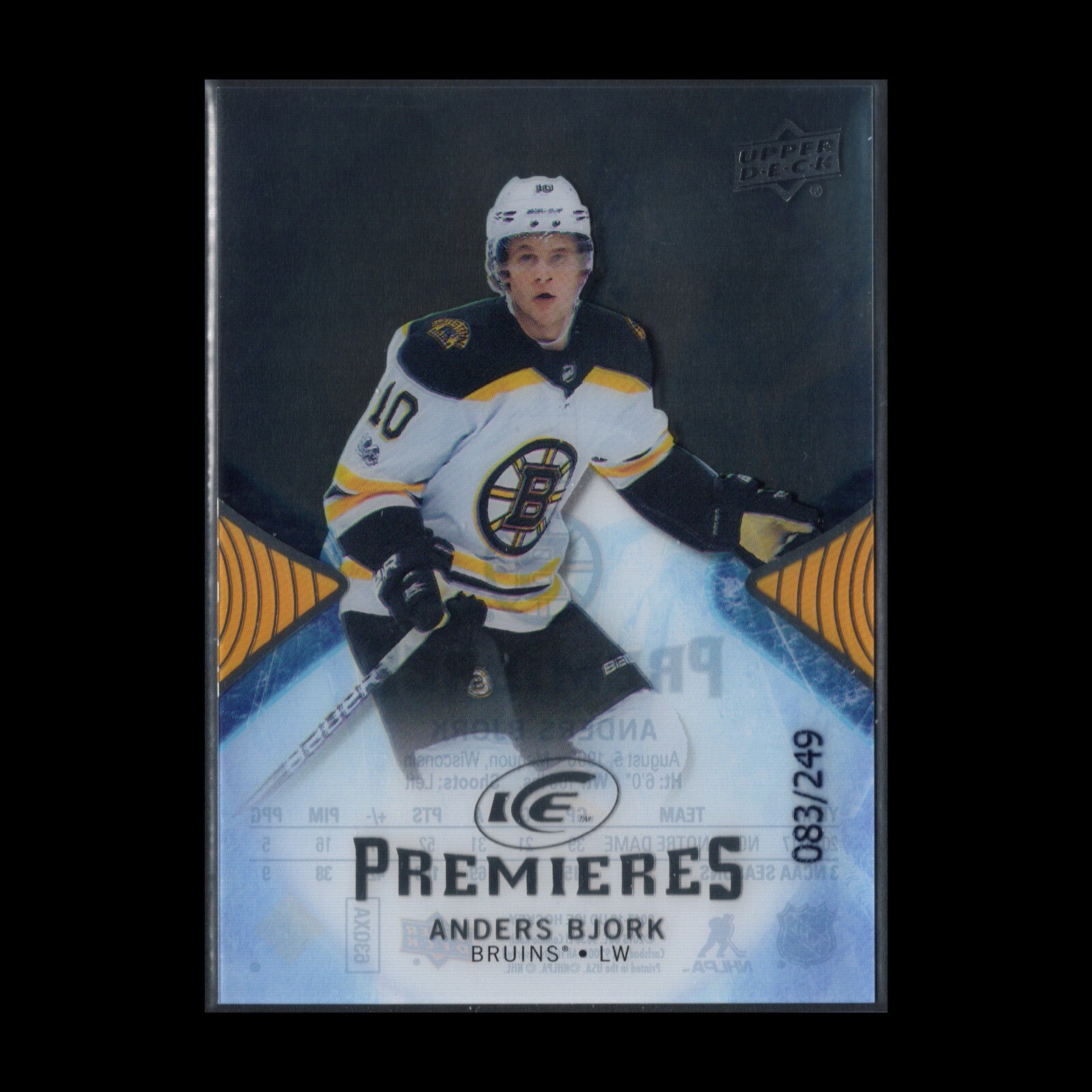 2017-18 UD Ice ANDERS BJORK #181 Ice Premieres Rookie RC /249 - Boston Bruins