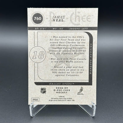 2008-09 O-Pee-Chee Hockey JAMES NEAL #760 Marquee rookie RC - Dallas Stars