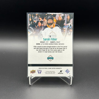 2024-25 UD PWHL Game Dated Moments SARAH FILLIER #5 Rookie RC - ONLINE EXCUSIVE!
