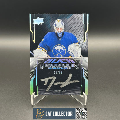 2023-24 UD SPx DEVON LEVI #LRA-DL Black Lustrous Rookie Signature RC /99 Auto