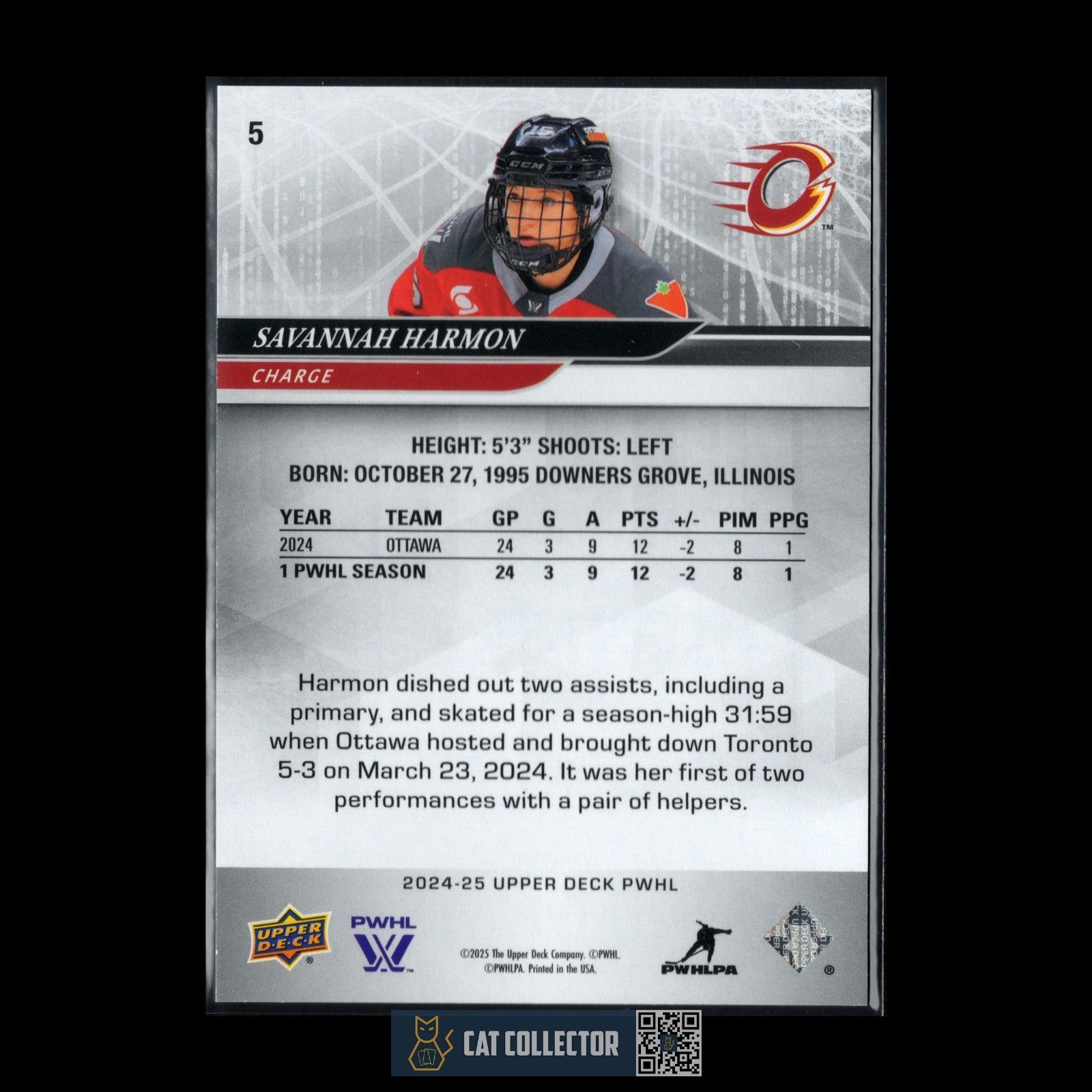 2024-25 UD PWHL SAVANNAH HARMON #5 Deluxe /250 - Ottawa Charge