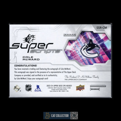 2023-24 UD SPx COLE MCWARD #SSR-CM Super Scripts RC Auto