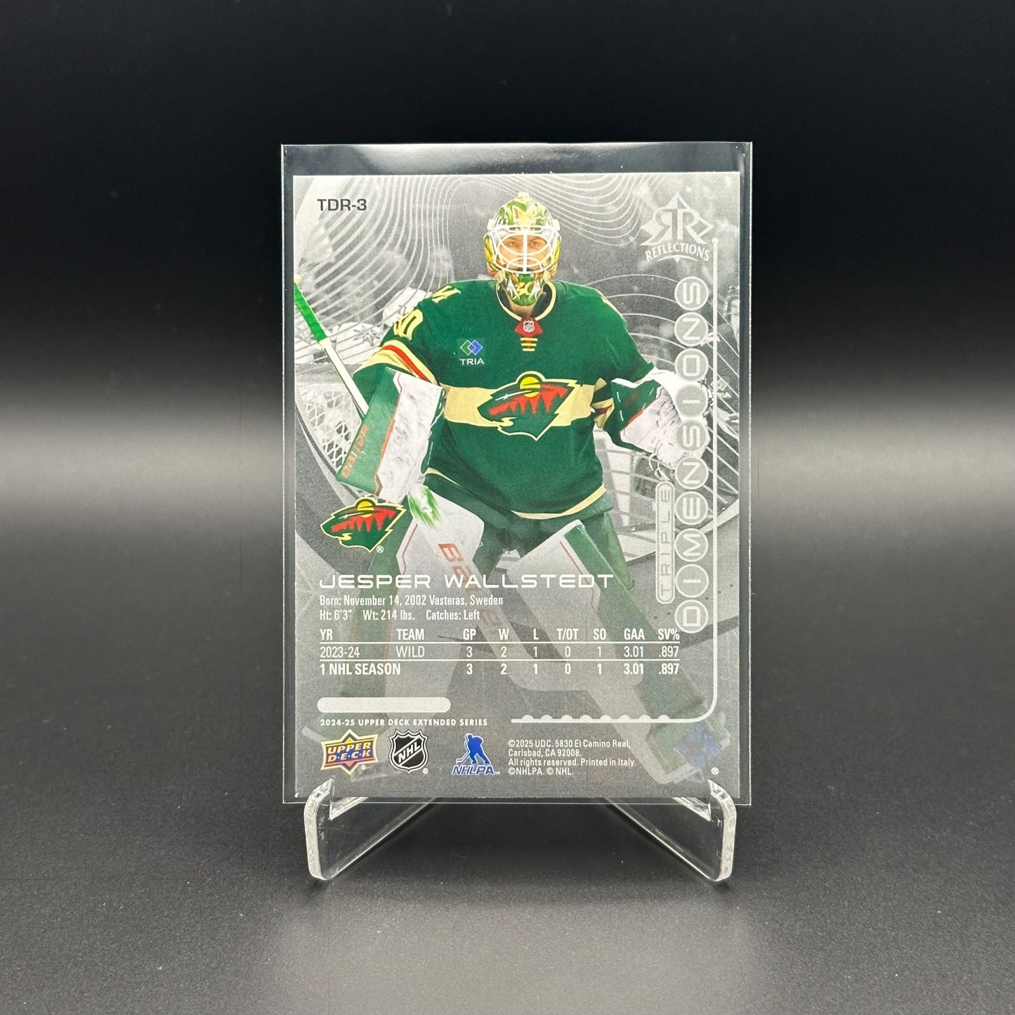 2024-25 UD Extended JESPER WALLSTEDT #TDR-3 Triple Dimensions Reflections Rookie