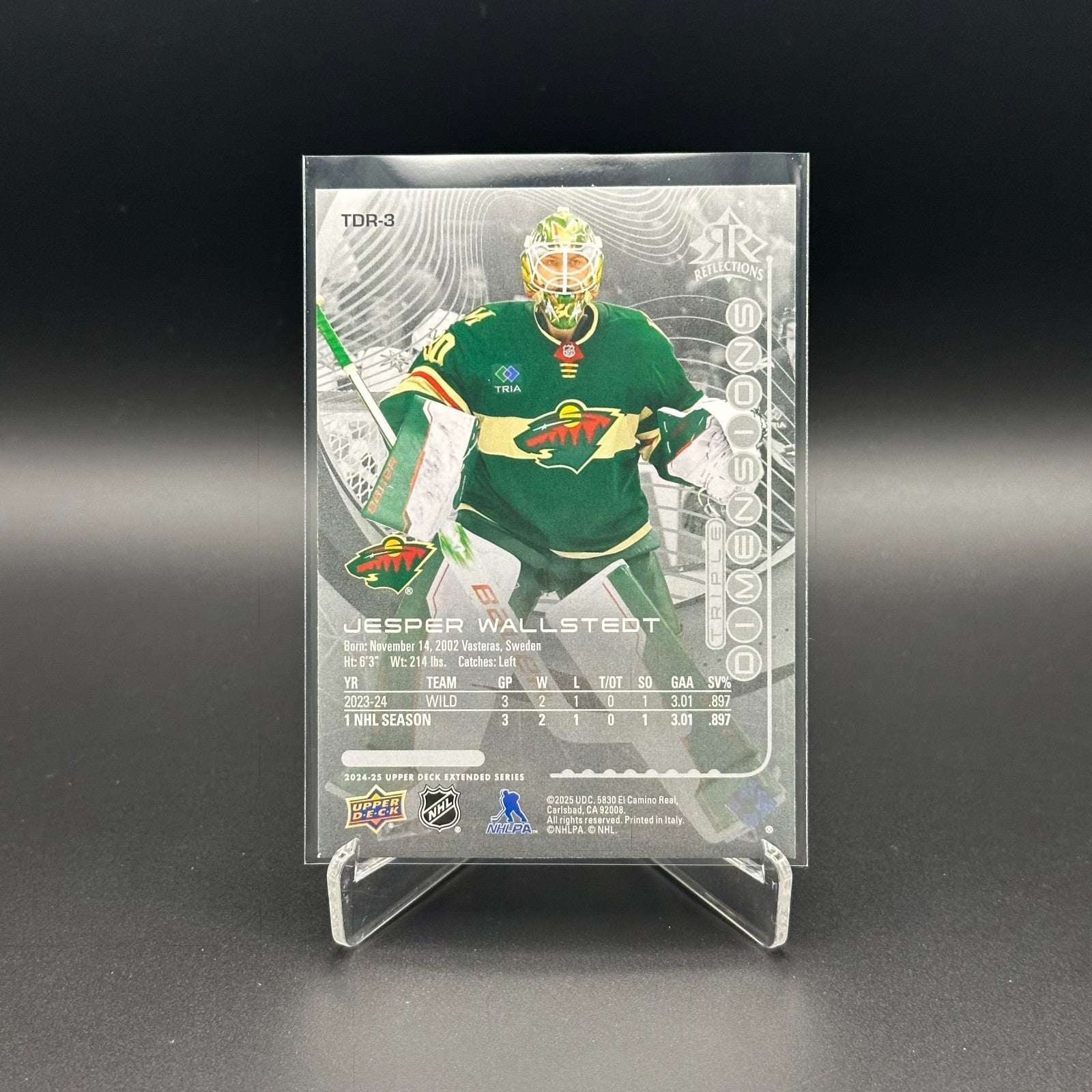 2024-25 UD Extended JESPER WALLSTEDT #TDR-3 Triple Dimensions Reflections Rookie