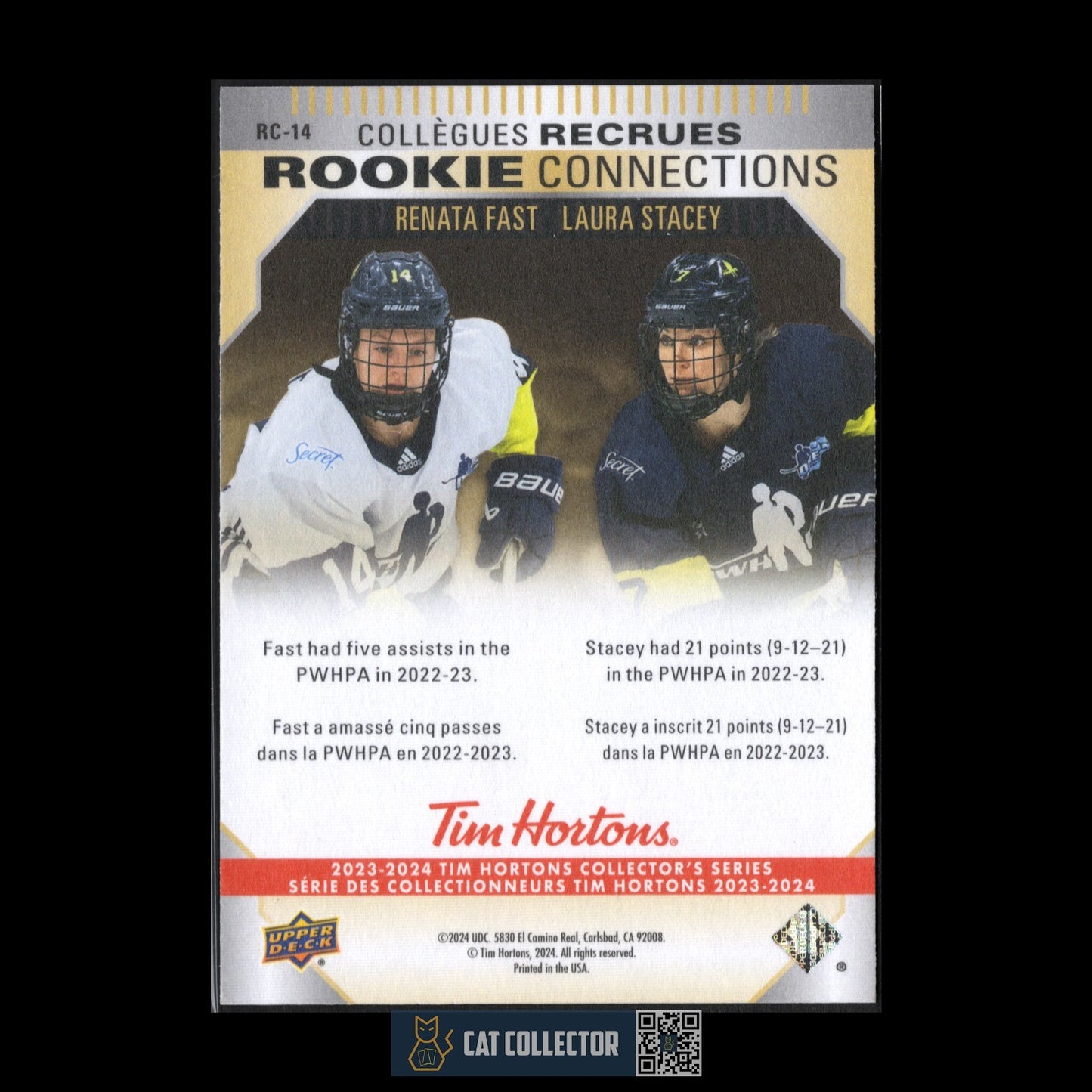 2023-24 UD Tim Hortons R. FAST / L. STACEY #RC-14 PWHL Rookie Connections