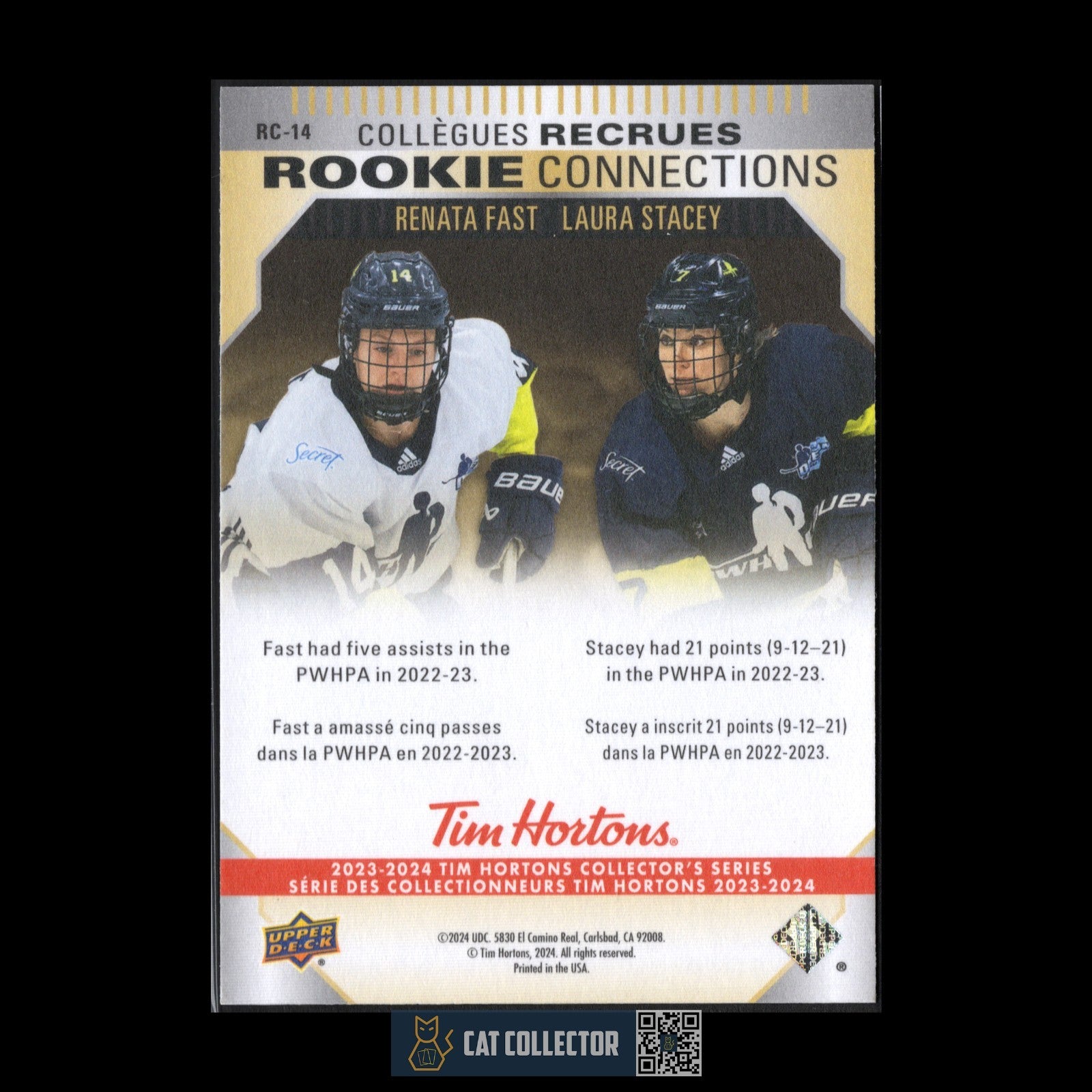 2023-24 UD Tim Hortons R. FAST / L. STACEY #RC-14 PWHL Rookie Connections