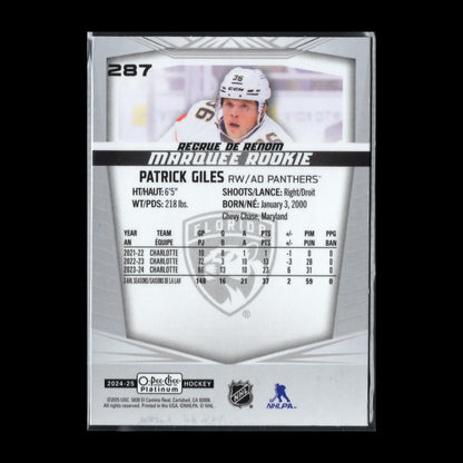 2024-25 O-Pee-Chee Platinum PATRICK GILES #287 Marquee Rookie RC