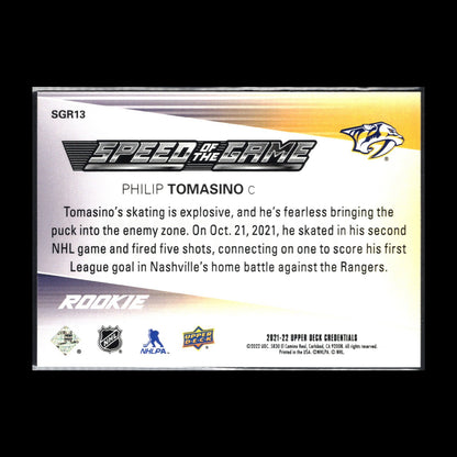 2021-22 UD Credentials PHILIP TOMASINO #SGR13 Speed of the Game RC