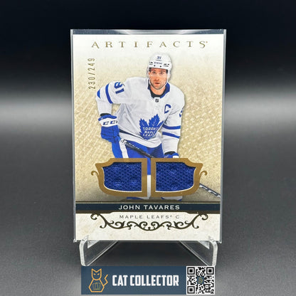 2021-22 UD Artifacts JOHN TAVARES #23 Gold Material Dual Jersey /249