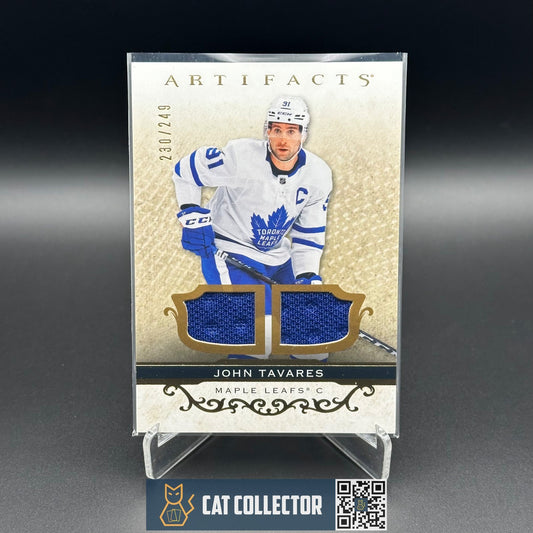 2021-22 UD Artifacts JOHN TAVARES #23 Gold Material Dual Jersey /249