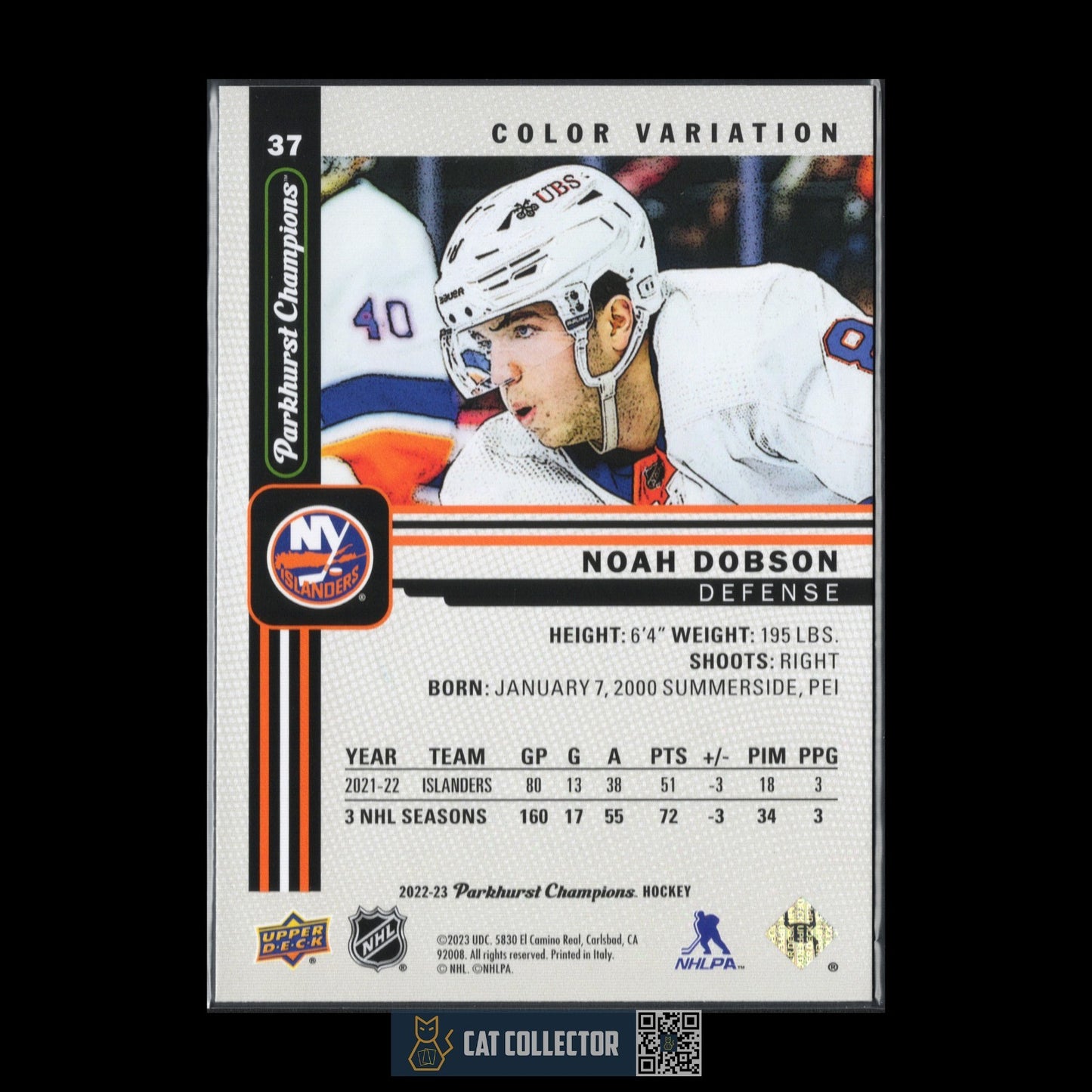 2022-23 UD Parkhurst Champions NOAH DOBSON #37 Color Variation
