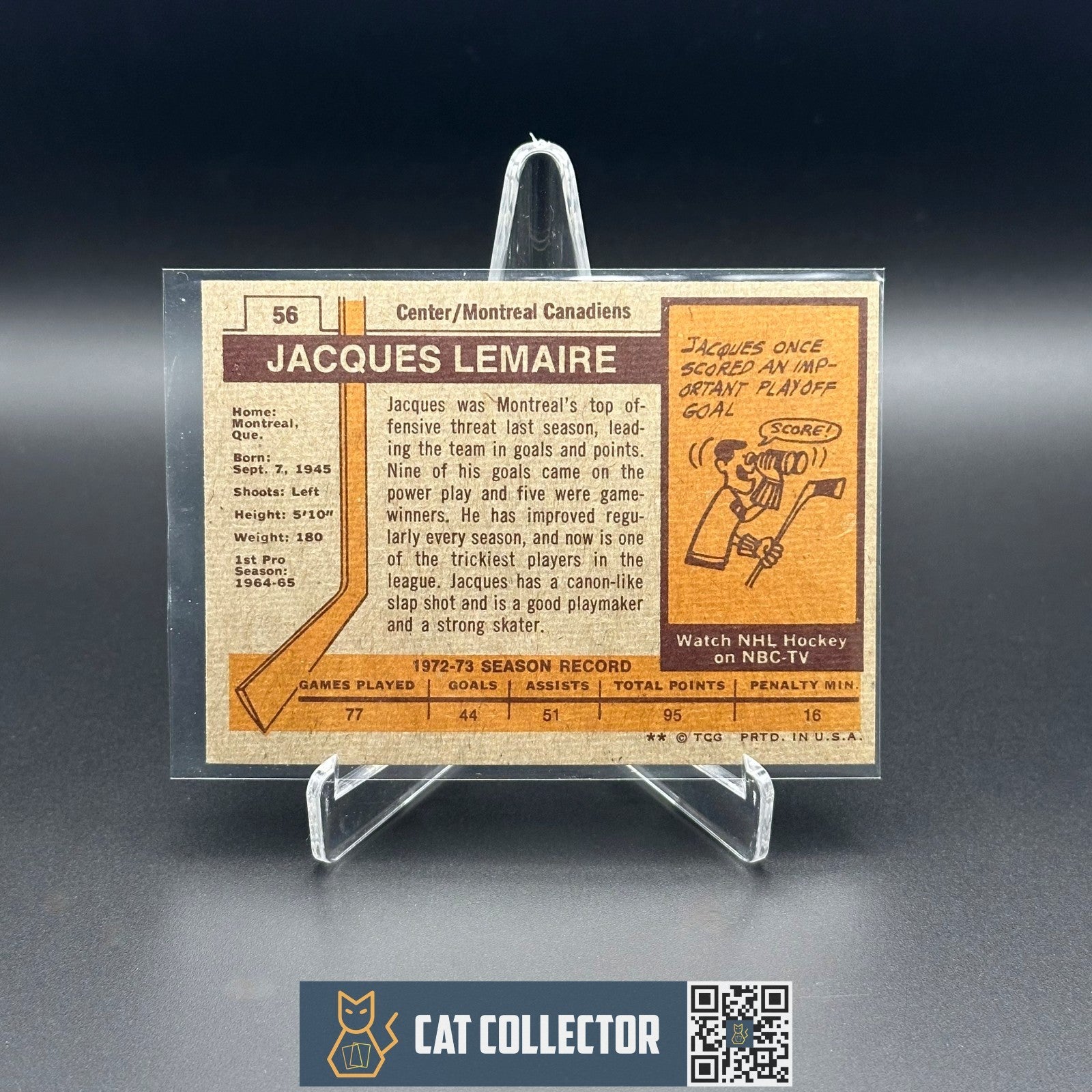 1973-74 Topps JACQUES LEMAIRE #56 Montreal Canadiens