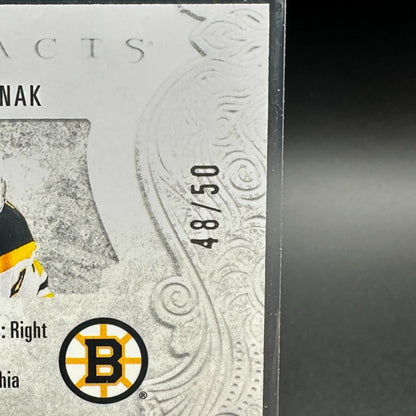 2025-26 UD Artifacts DAVID PASTRNAK #78 Yellow /50 Boston Bruins