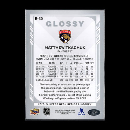 2023-24 UD Series 2 MATTHEW TKACHUK #R-30 O-Pee-Chee Glossy - Florida Panthers