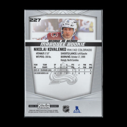 2024-25 O-Pee-Chee Platinum NIKOLAI KOVALENKO #227 Marquee Rookie RC