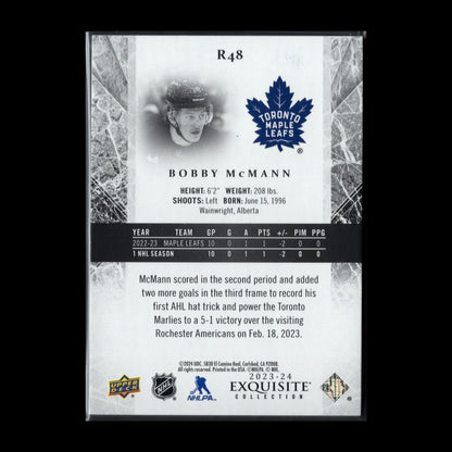 2023-24 UD Exquisite Collection BOBBY MCMANN #R48 Rookie 2/499