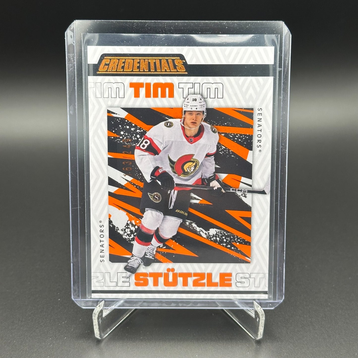 2023-24 UD Credentials TIM STUTZLE #64 Orange /249 - Ottawa Senators