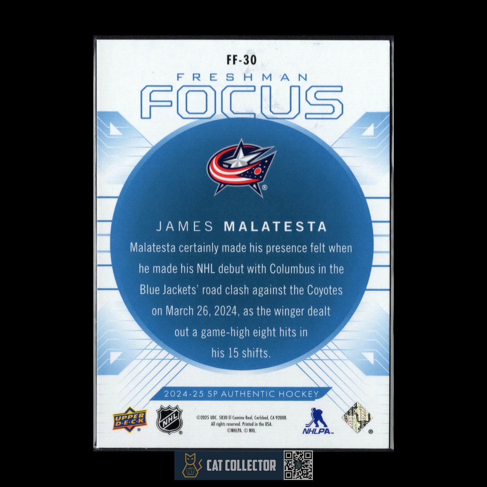 2024-25 UD SP Authentic JAMES MALATESTA #FF-30 Freshman Focus Blue