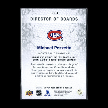2023-24 UD Series 2 MICHAEL PEZZETTA #DB-4 Director of boards - MTL Canadiens