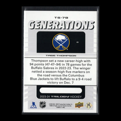 2023-24 UD Trilogy TAGE THOMPSON #TG-7B Generations