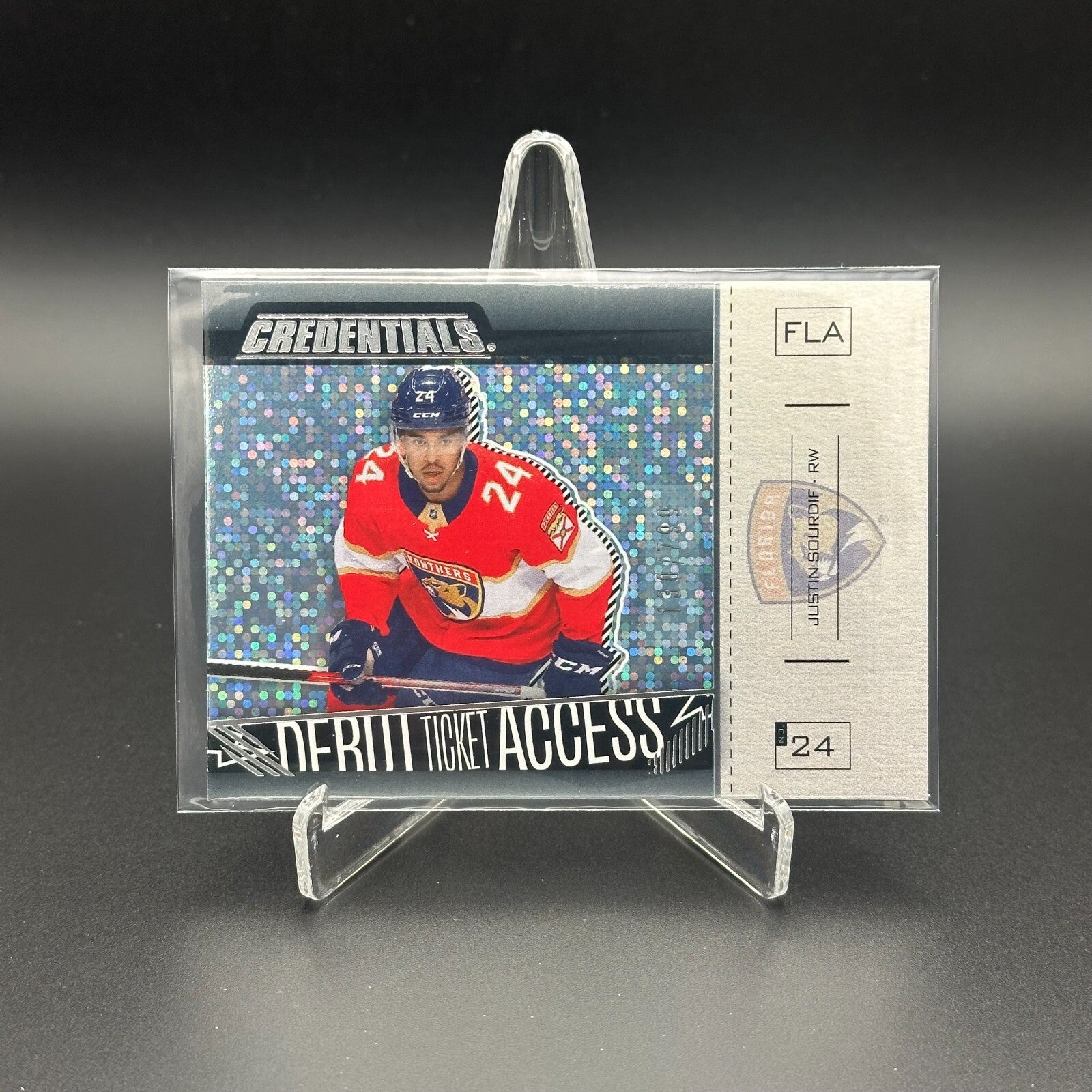 2023-24 UD Credentials JUSTIN SOURDIF #148 Debut Ticket Access Ice Blue 130/799