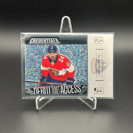 2023-24 UD Credentials JUSTIN SOURDIF #148 Debut Ticket Access Ice Blue 130/799