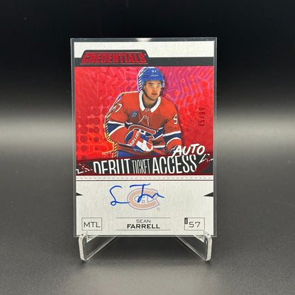 2023-24 UD Credentials SEAN FARRELL #DTAA-SF Debut Ticket Access AUTO Red RC /99