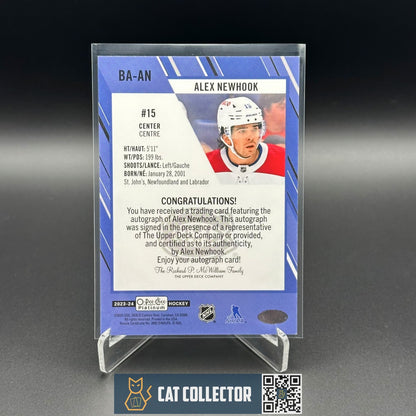 2023-24 O-Pee-Chee Platinum ALEX NEWHOOK #BA-AN Blue Rainbow Autographs Auto
