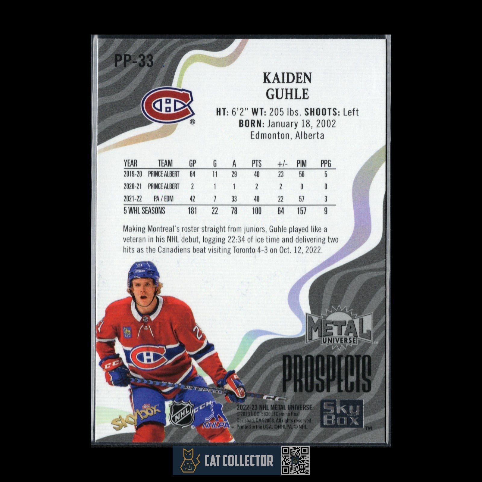 2022-23 SkyBox Metal Universe KAIDEN GUHLE #PP-33 Prospects RC Rookie