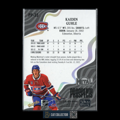 2022-23 SkyBox Metal Universe KAIDEN GUHLE #PP-33 Prospects RC Rookie