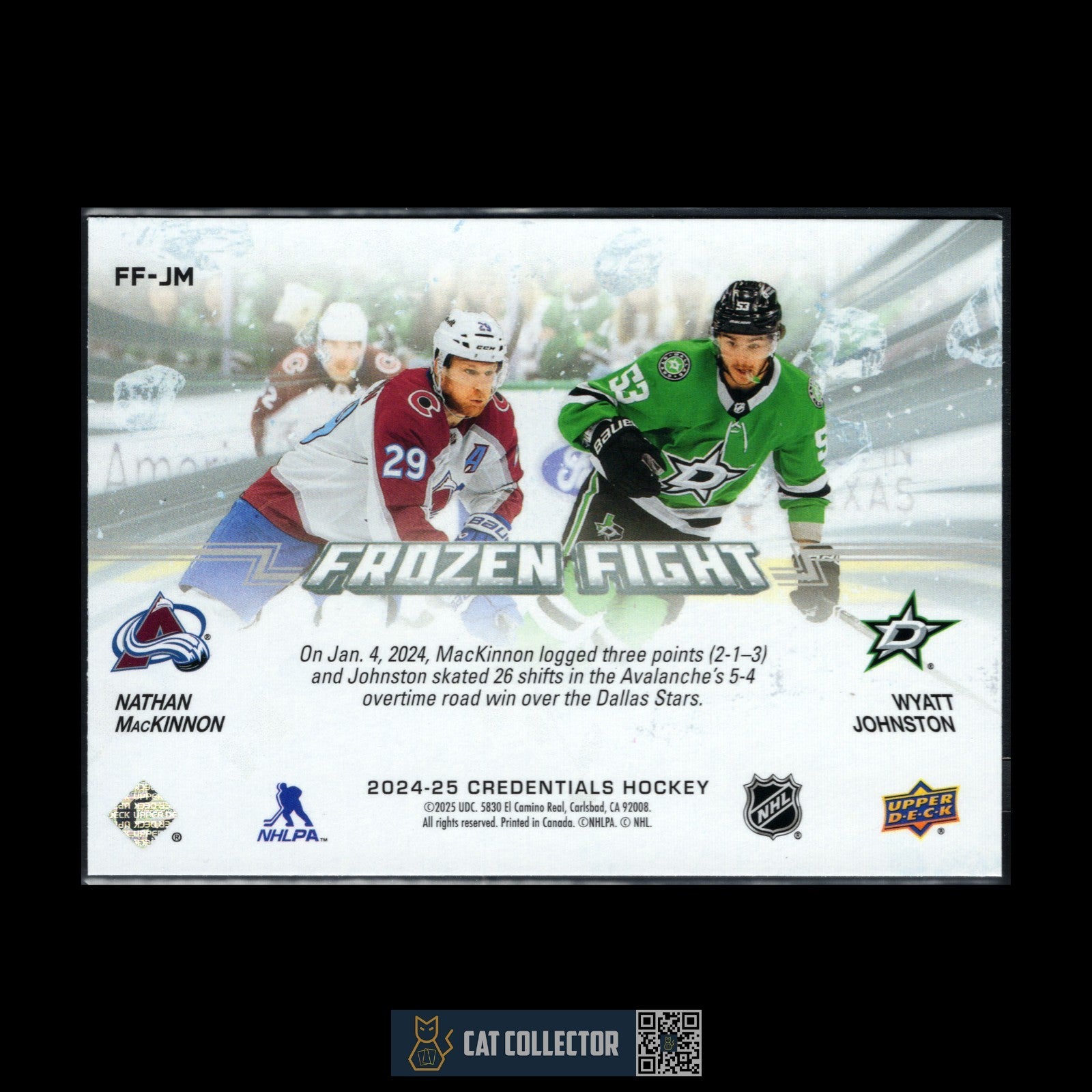 2024-25 UD Credentials NATHAN MACKINNON / WYATT JOHNSTON #FF-JM Frozen Fight