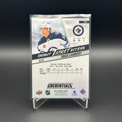 2024-25 UD Credentials BRAD LAMBERT #117 Debut Ticket Access Blue RC 399/399