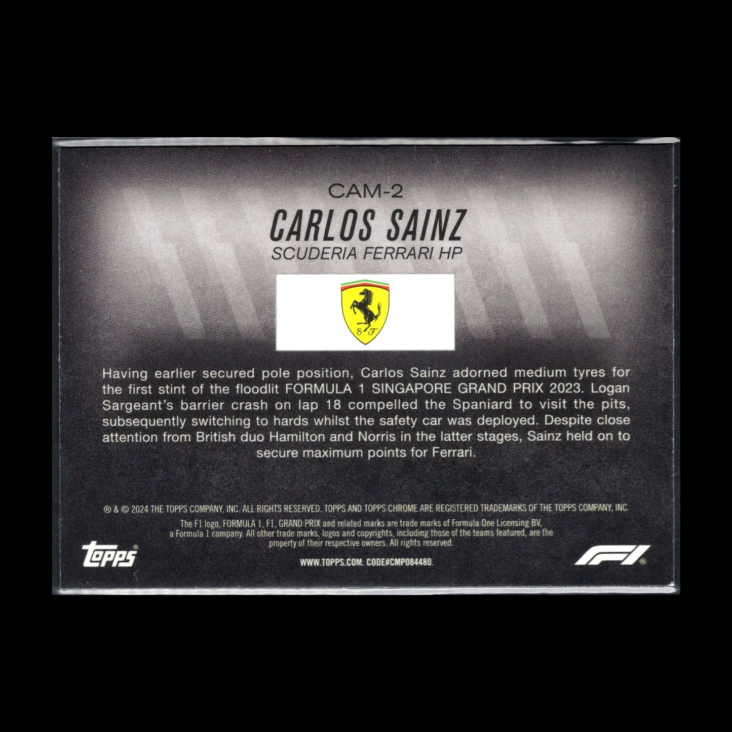 2024 Topps Chrome Formula 1 CARLOS SAINZ #CAM-2 Camber - Scuderia Ferrari