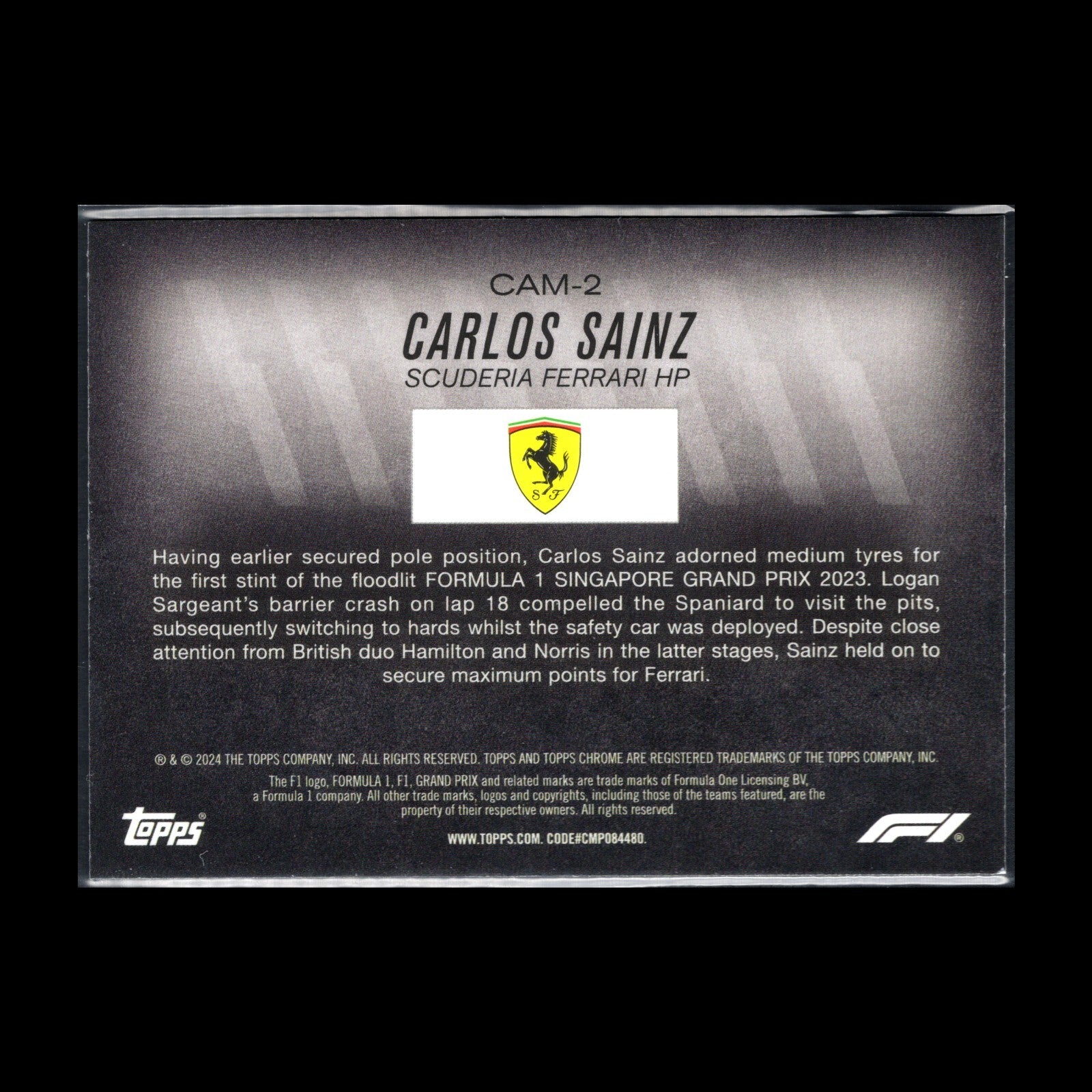 2024 Topps Chrome Formula 1 CARLOS SAINZ #CAM-2 Camber - Scuderia Ferrari
