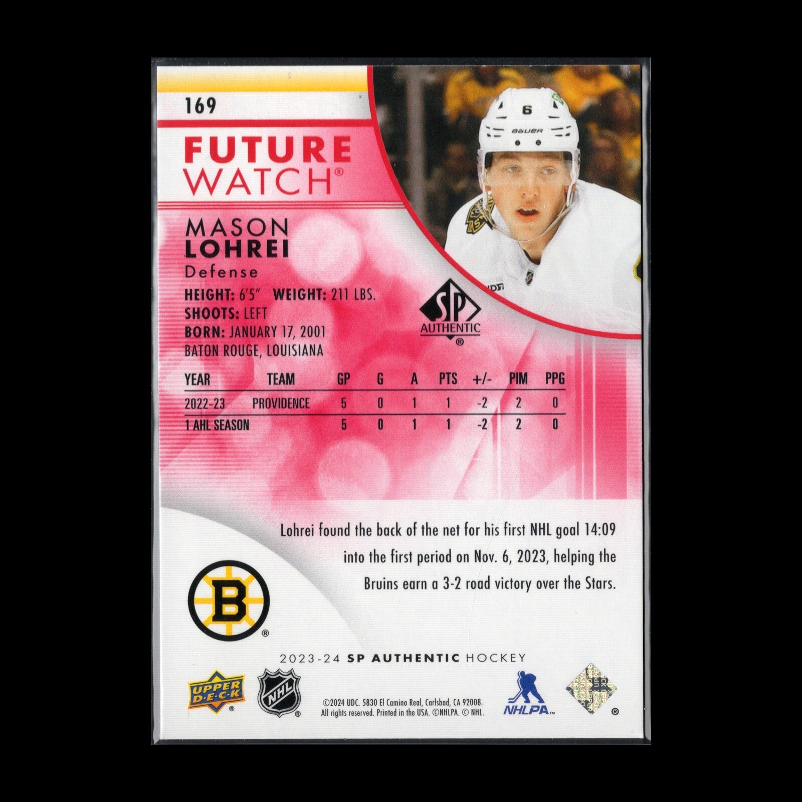 2023-24 UD SP Authentic MASON LOHREI #169 Future Watch Limited Red